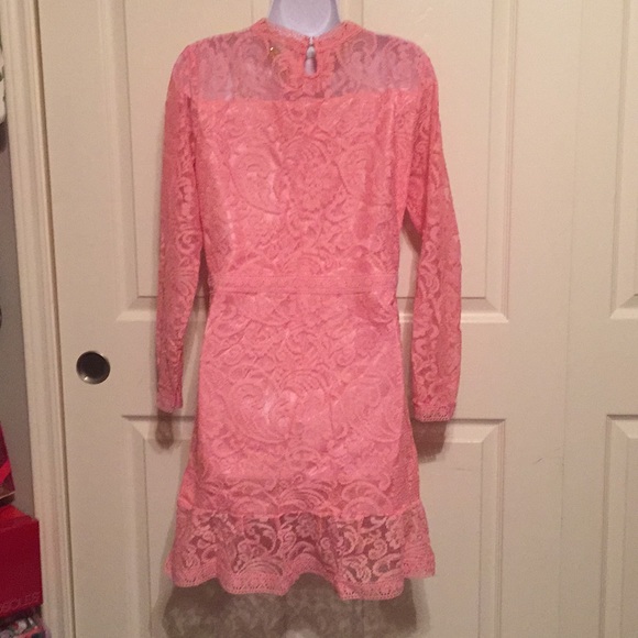 Sold  $59 new lace cocktail pink dress Medium - Picture 7 of 8
